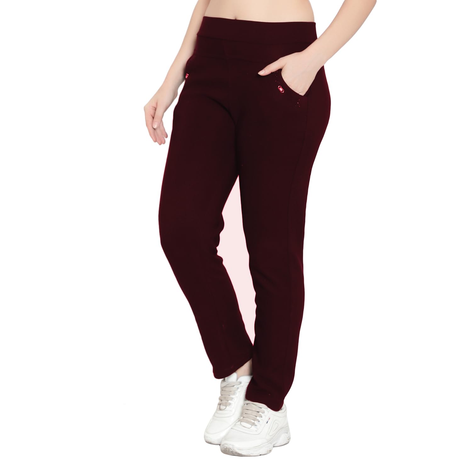 Women's Winter Lower | Woolen Fleece Lined Track Pants | Warm & Comfortable Winter Wear | Relaxed Fit Elastic Waist Joggers | Soft Lounge Sweatpants with Pockets | Stylish & Cozy-image-48