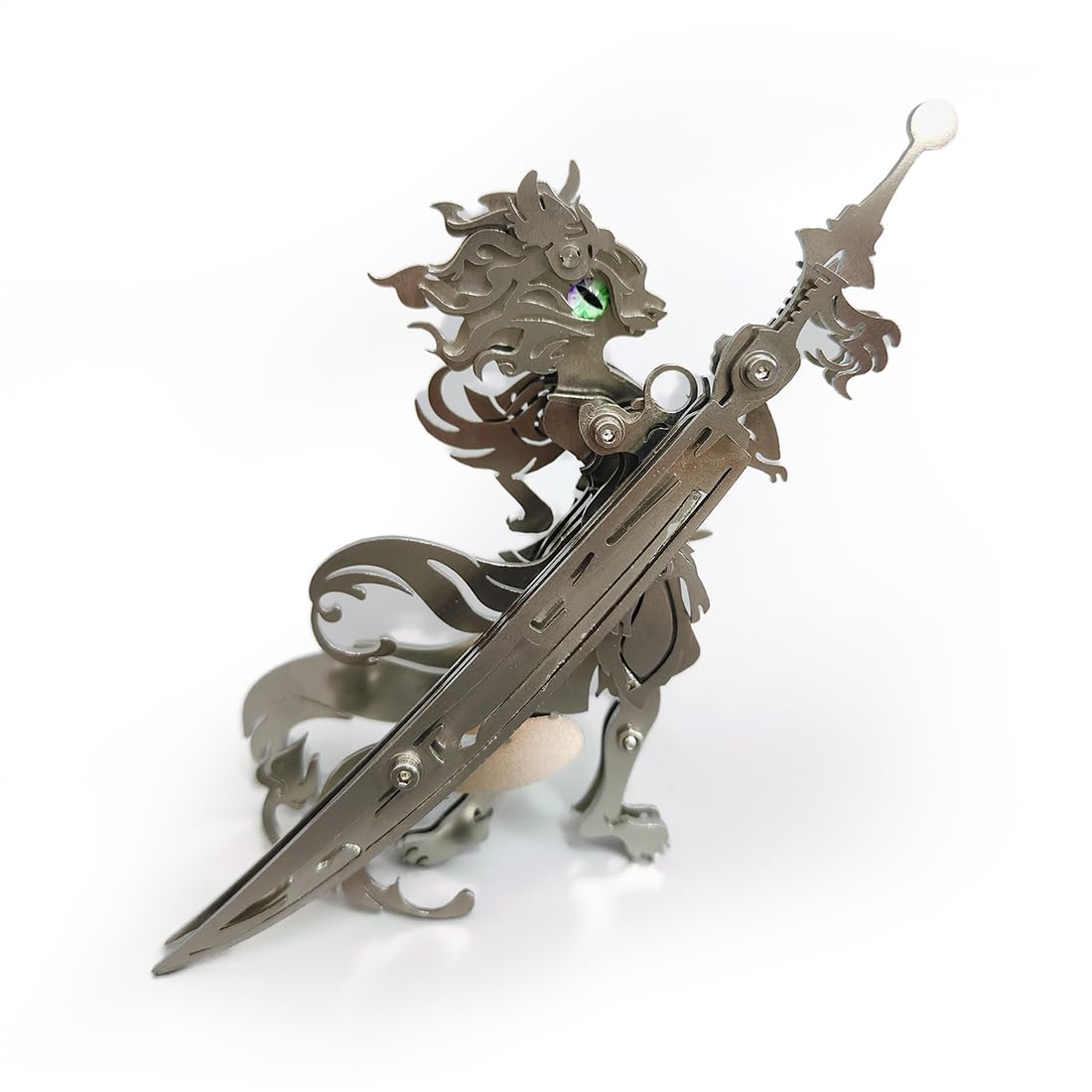Puzzle 3D de metal de animales, juego de rompecabezas, 76 piezas, modelo de gato de metal, corte láser 3D, modelo steampunk, coleccionable para adultos con herramientas (plata)