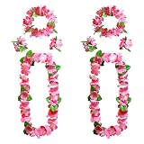 AWCIGG Hawaii Kette Blumen Set Hawaii Blumenkette mit 4 Armbänder 2 Stirnbänder 2 Halsketten Hawaii Blumenketten Deko für Beach Aloha Luau Party Accessoires Hula Ketten Girlande