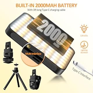 128LED Lumière Téléphone Selfie Light,magnétique Lampe à Selfie Flash Portable 3 Modes d'éclairage ajustés et 10 Niveaux de luminosité pour téléphone, Caméra, Ordinateur Portable,TikTok (Black)