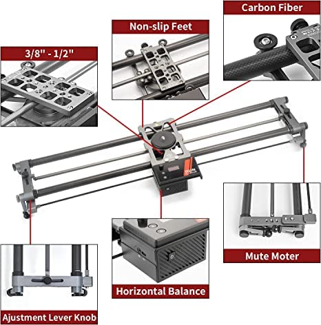 Caméra Motorisé Slider Camera 80cm avec Contrôle par Application en Fibre de Carbone, Compatible avec Stabilisateur Ronin S et RS2 et stabilisateur Zhiyun