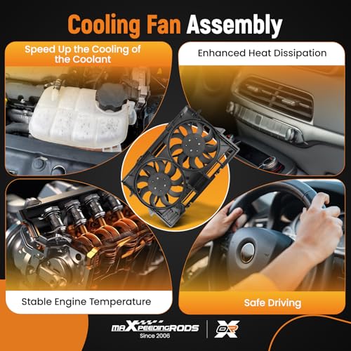 Image of maXpeedingrods Engine Radiator Cooling Fan Assembly for Audi A6 2012-2017, for Audi A7 2012-2017, for Audi Q5 2013-2017, 95B121003A 4H0959455A 4H0959455N