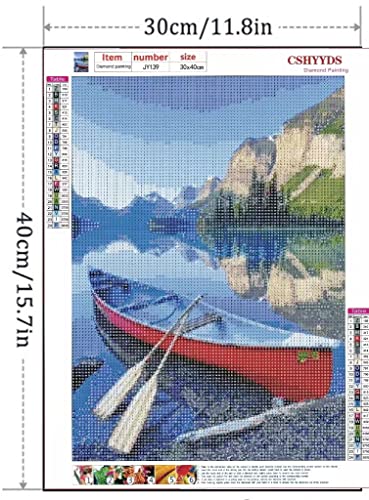 Cshyyds Diamond Painting Kit For Adults & Kids,Diamond Art,Lake And Boat For Mothers Day,12"X16" #TOP3