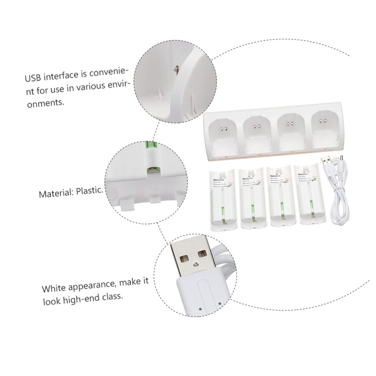 Gadpiparty Batería De Luz Azul Cargador De Batería De Ranuras Adaptador De Carga USB para Estación De Carga De y Pilas Recargables