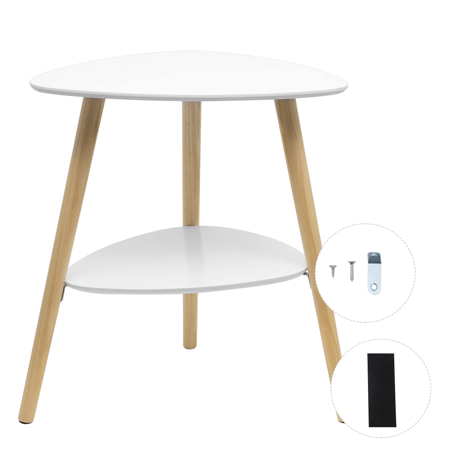 EUGAD Mesa Auxiliar de Madera Mesita de Café con 2 Estantes MDF 50x40x55 cm Blanco 0063ZZ