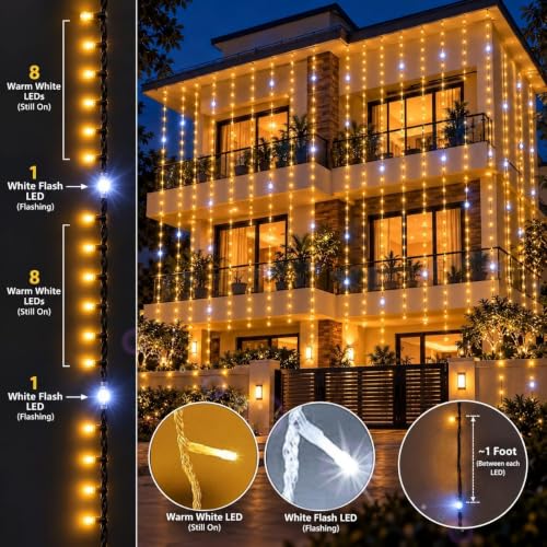 Image of VEYRON Specials - 52 Feet Long 80 LED | ~70 WW +10 White Strobe /Flash | Creates Twinkling Effect for Bungalow Building Pixel Serial String Light, Home & Outdoor Lights for Diwali Festive Decoration