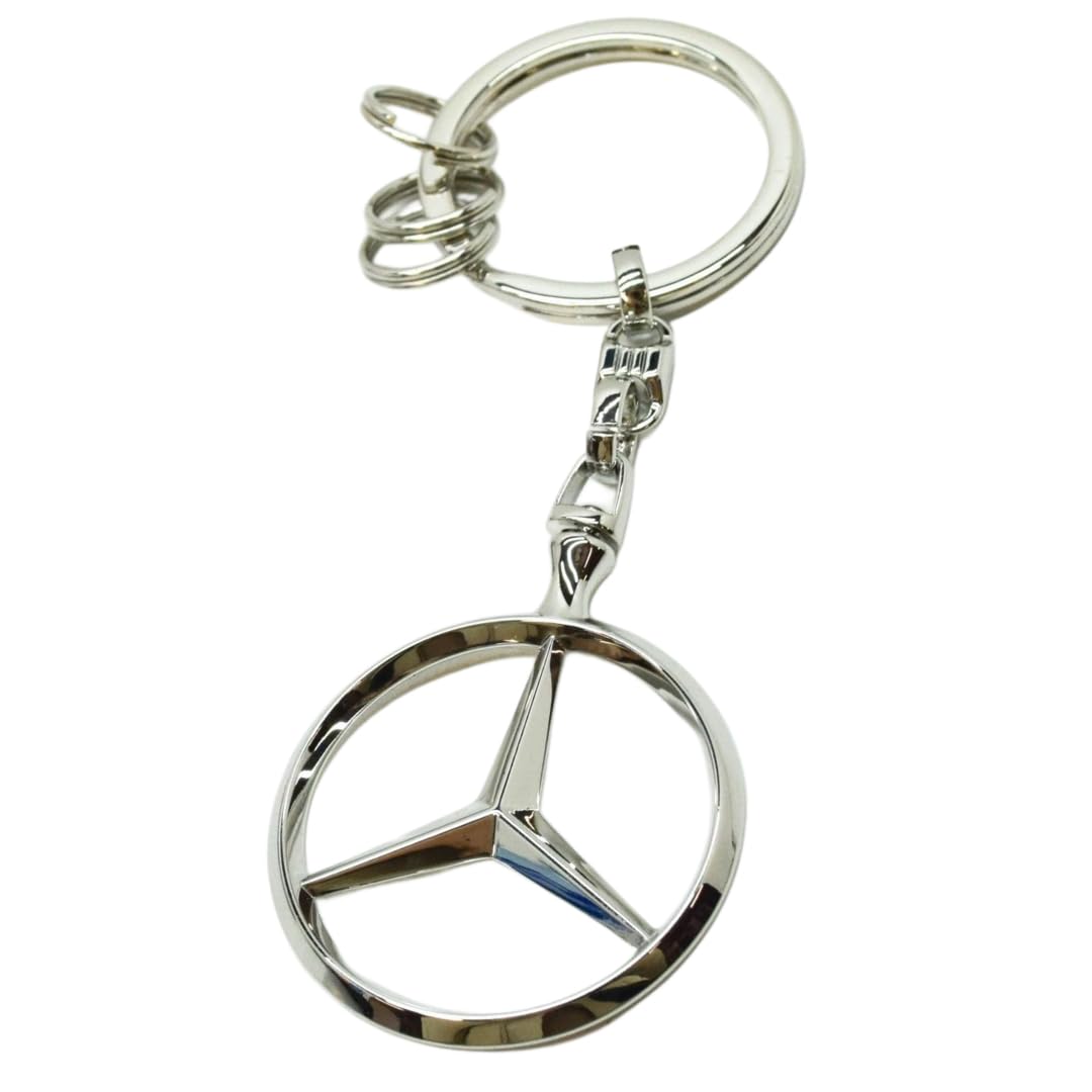 Mercedes-Benz, Llavero Bruselas, plateado, de zinc fundido a presión con varias anillas pequeñas. Producto Oficial Collection.