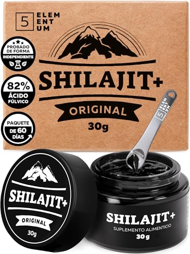 Shilajit Puro del Himalaya 82% Ácido Fúlvico – Alta Concentración – Resina Pura y Natural – 30g / 60 Días – Recolectado a Mano – Cuchara Dosificadora 500mg – También llamado Himalayan Mumijo