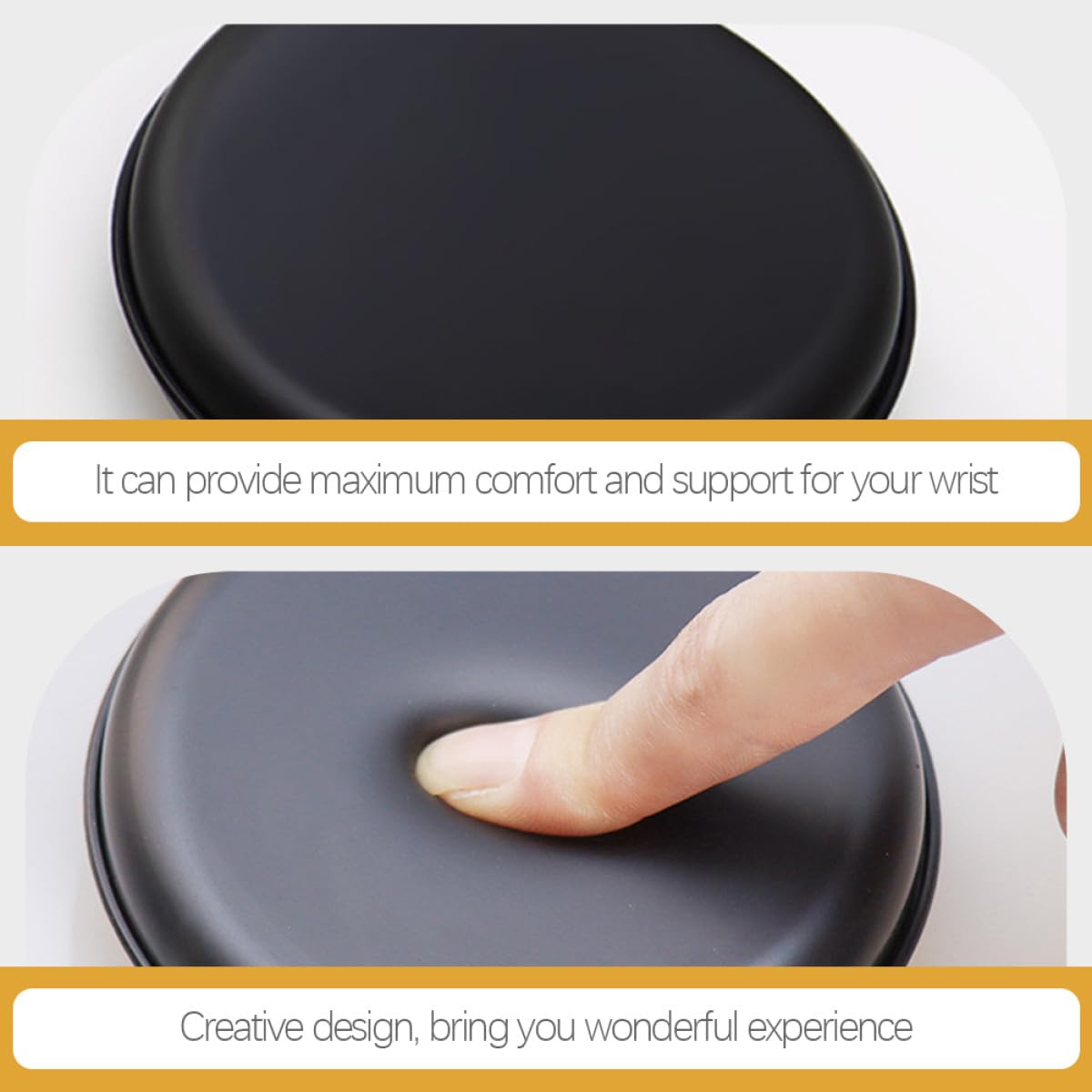 Poggiapolsi per Tastiera e Mouse in Pu Nero Leggero e Comodo, Supporto Ergonomico per Polso, per Ufficio e Gaming Design Rotondo