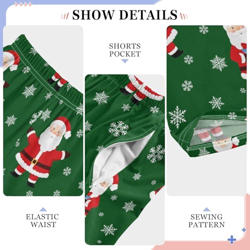 Boys' Pants Christmas Santa Claus Snowflakes Green Long Bottoms Jogger Pants Elastic Waist Trousers with Pockets S-XL4