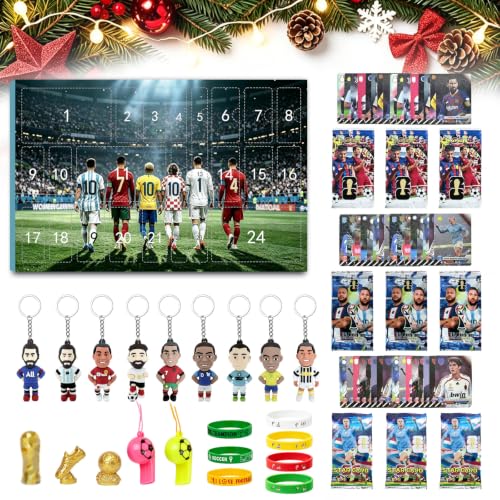 24 calendario de adviento de fútbol, juego de tarjetas de fútbol para regalos de fútbol