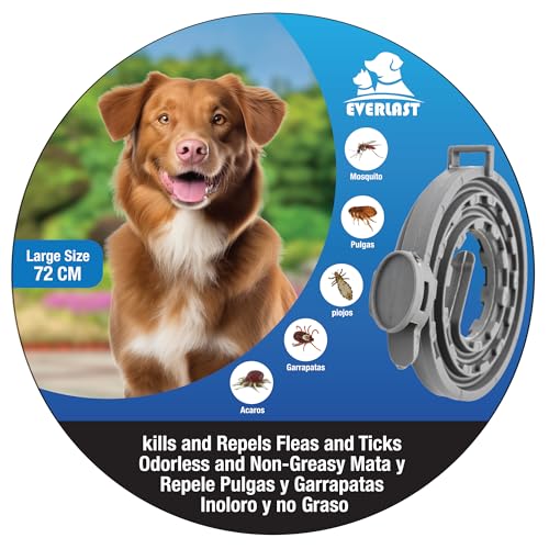 Tempotech ® Collar Antiparasaitario - Perro y Gatos - 8 Meses de Protección - contra Pulgas Garrapatas Mosquitos Ácaros y Piojos - (Nuevo Cierre 72 cm)