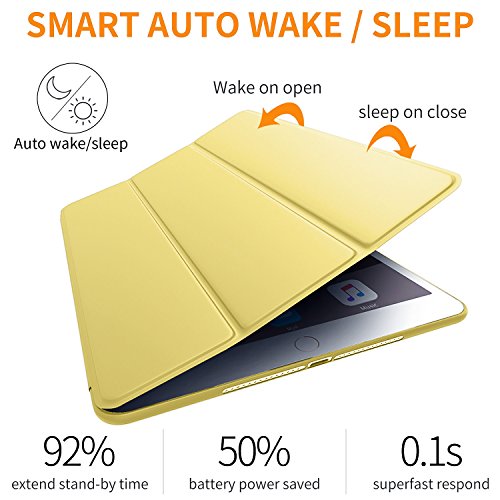 Ipad Mini Case For Ipad Mini 3/2/1, Dtto Ultra Slim Lightweight Smart Case Trifold Cover Stand With Flexible Soft Tpu Back Cover For Ipad Apple Mini, Mini 2, Mini 3 [Auto Sleep/Wake] (Canary Yellow) #TOP5