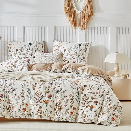 TTCM Housse de Couette 240x220, 3 Pièces - Ensemble de Linge de Lit en Microfibre à Motif Floral, 1 Housse de Couette 240x220 cm + 2 Taies d'oreiller 65x65...