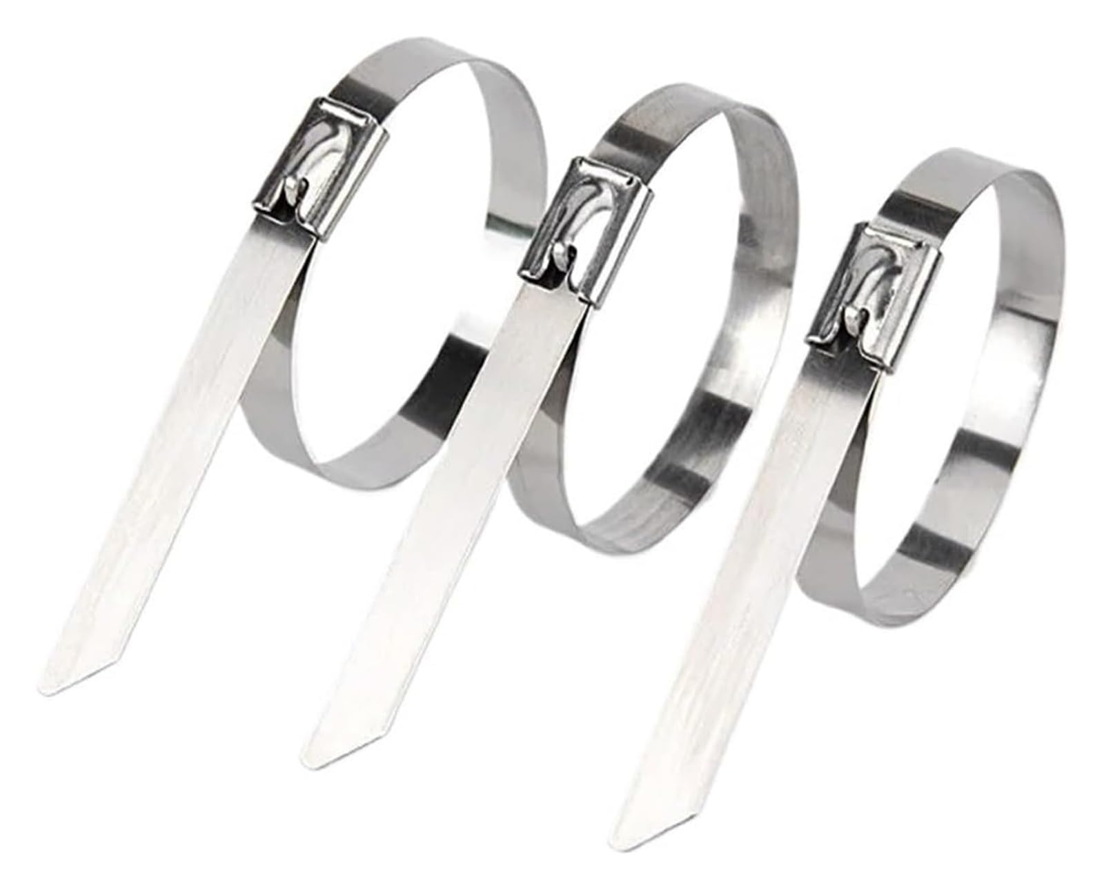 Metal Cable Ties, 304 Stainless Steel Cable Ties Silver 4.6mm Multiple Sizes Self-Locking 10/20/50/100 Pcs(200pcs,4.6x100mm)