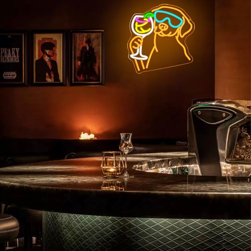 Image of Dachshund Cocktail Neon Sign for Wall Decor Dog Drinking Cocktail Neon Light Bar Led Sign Pet Noen Light Sign for Bar Wine Cellar Dog Kennel Pet Store Decoration