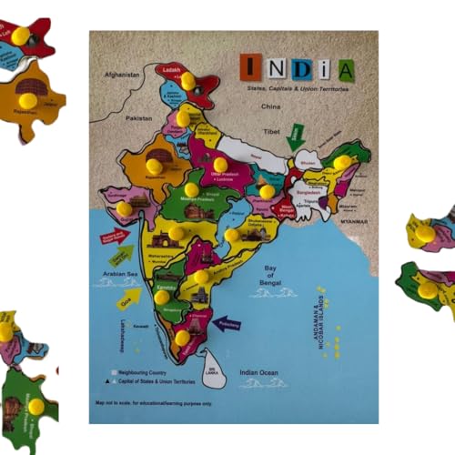 Wooden India Map Puzzle for Kids | Educational Learning Montessor...
