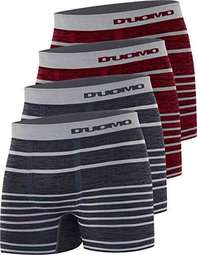 Duomo Boxer Conjunto de Cuecas 4 Peças, Masculino, Vermelho/Cinza, G