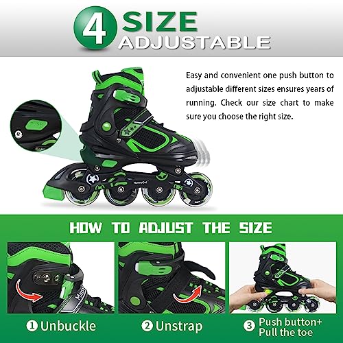 Mammygol Inline Skates For Boys Girls Kids Youth With Light Up Wheels thumb #3