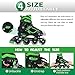 MammyGol Adjustable Inline Skates for Boys Girls Kids Youth with Light up Wheels, Green Beginner Blades Roller Skates for Boys Size 5 6 7 8 Ages 6-12