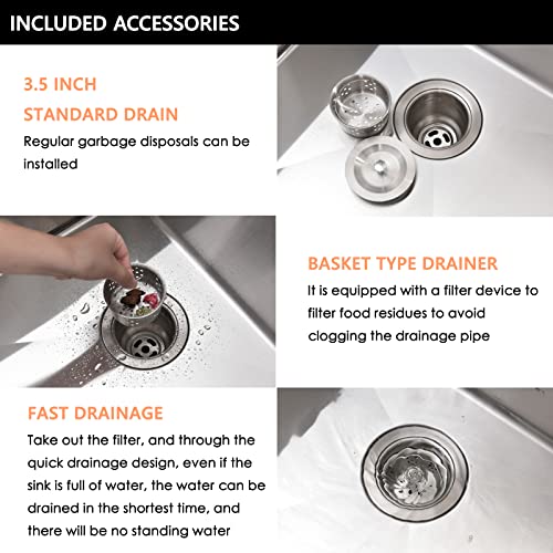 33 Inch Drop In Double Bowl Kitchen Sink Stainless Steel-Hachenl 33×22 Top Mount Kitchen Sink 16 Gauge Stainless Steel Kitchen Sink 60/40 Double Bowl Kitchen Sink With Accessories #TOP7