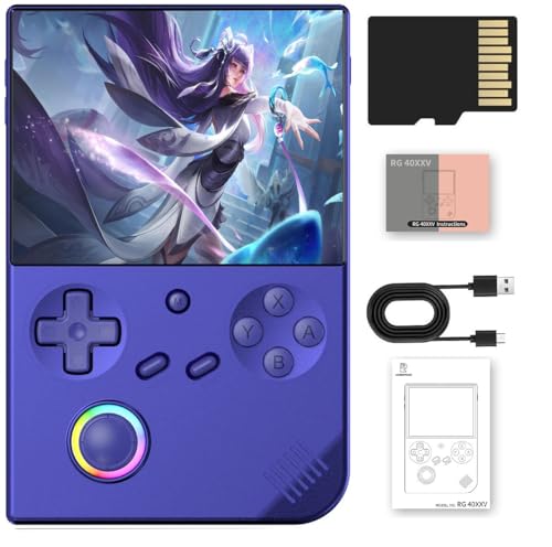 RG40XX V Retro Handheld Game Console , RG40XXV 4.0 Inch IPS Screen Linux System Built-in 64G TF Card 5017 Games Support TV Output 5G WiFi Bluetooth 4.2(Indigo Blue)