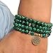 SJUENSXH Mala Bead Strand Bracelet, 108 Buddhist Prayer Beads Yoga Meditation Green Malachite Beads Necklace Women man