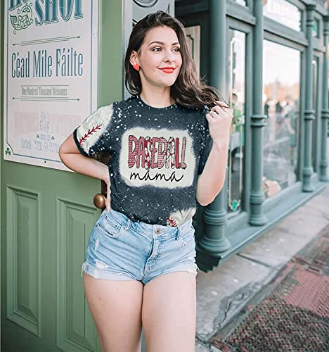 Camisetas de beisebol femininas beisebol Mom camiseta temporada beisebol fã camiseta vintage manga c