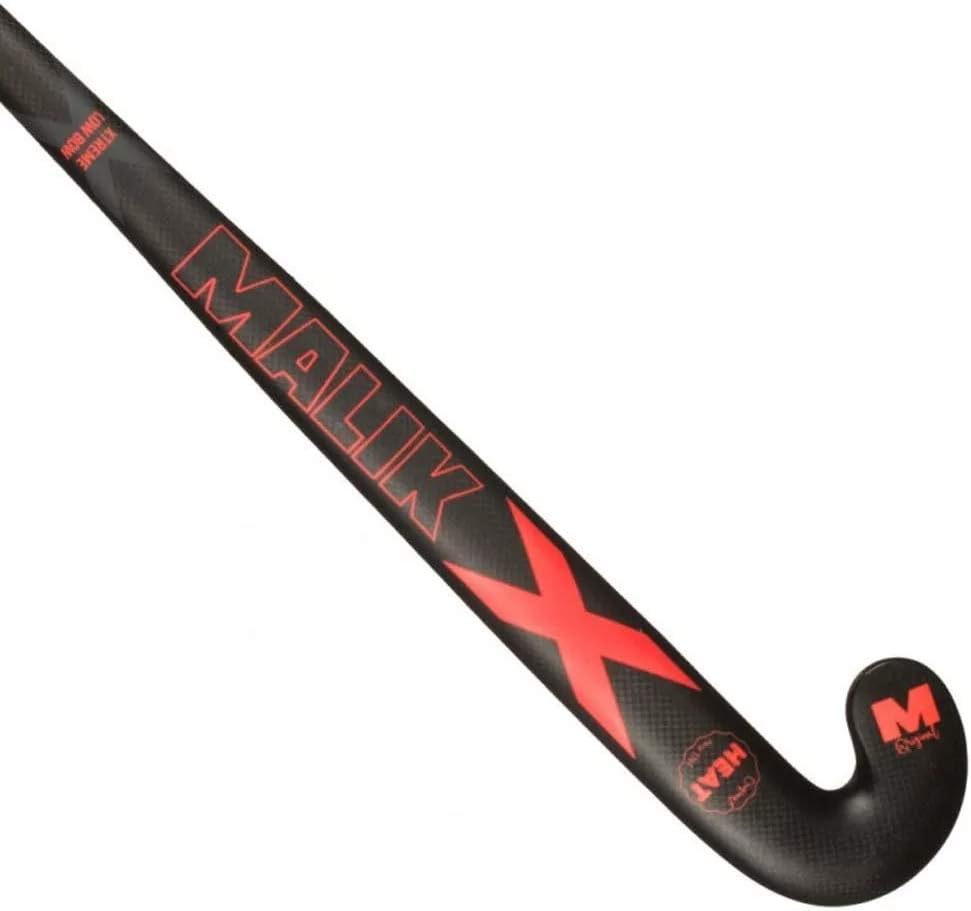 MALIK - Field Hockey Stick Heat X-Treme Design 2019-85% Carbon - 5% Aramid - 10% Glass Fiber - Senior Hockey Stick for Street Hockey Training and Game - Black and Red - 37.5 Inch