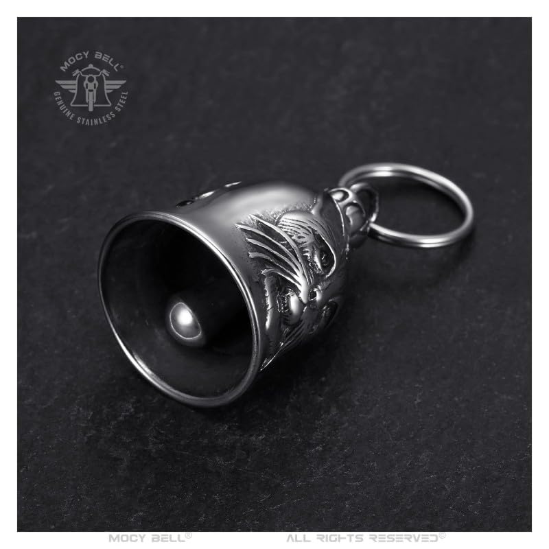 Clochette Moto Mocy Bell Chat - Porte-Bonheur en Acier Inoxydable pour Motards et Bikers
