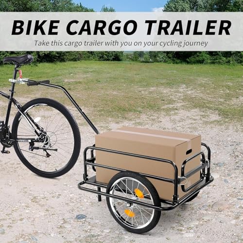 Remolque plegable para bicicleta de turismo resistente, almacenamiento compacto con gancho y reflector, soporta hasta 70 kg