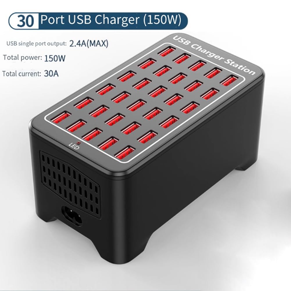 Caricatore USB 30 Porte HUB 150W Stazione di Ricarica Rapida da Tavolo Universale da Parete per Adattatore di Alimentazione per Telefono Cellulare Spina UE