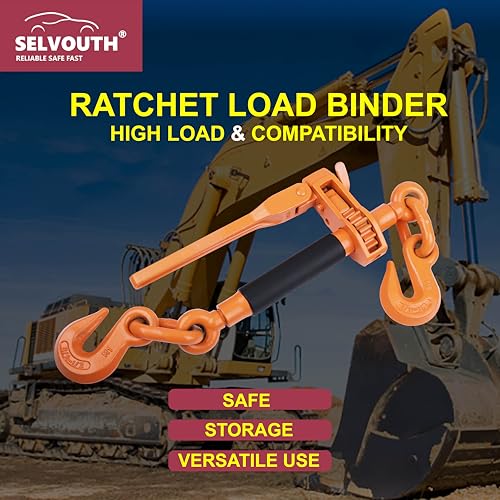 Image of Ratchet Binder Plus Ratchet Chain Binder - 2 Pack Load Binder, 3 /8 inch - 1 /2 inch Grade 70 Chain, 12000 LBS Working Load Limit, Heavy-Duty Ratchet Binder with Folding Handle, DOT & SAE Compliant