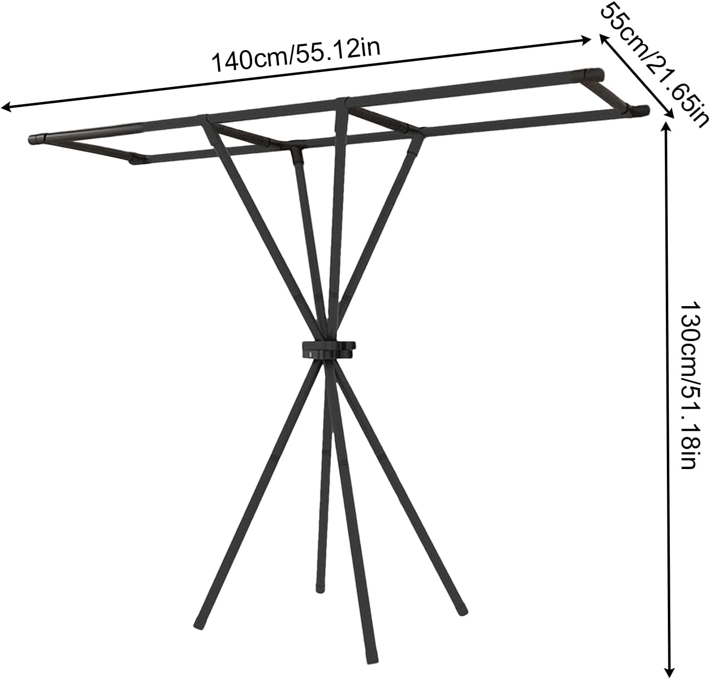 Clothes Drying Rack, Foldable Laundry Racks for Dry Cloths, Large Stand Rod with Space Saving, Portable Air Dryer for Coat, Pants, Towel, Bed Linen, Indoors, and Outdoor Use, 55.12x51.18x21.65 Inches
