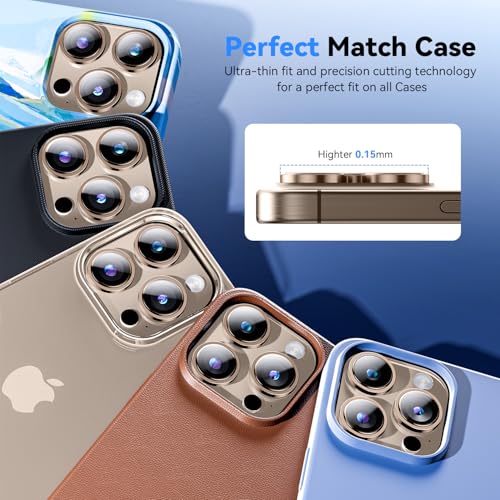 Image of Supershieldz CAM-Guard 3D Camera Lens Protector Ring for iPhone 16 Pro Max | 16 Pro, Keep Original Design and Color, 9H Hardness, Easy Installation - Desert Titanium