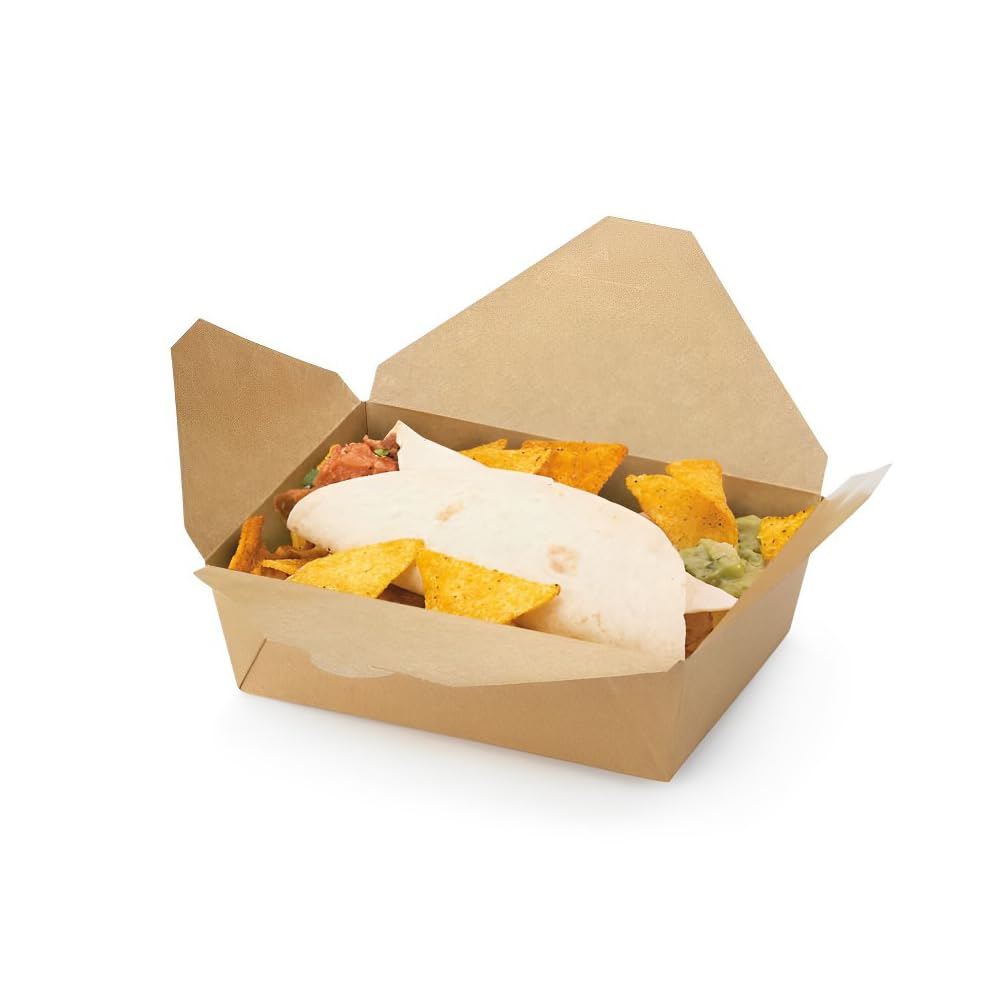 Générique 160 scatole pasto americane in cartone Kraft marrone 3000 ml – Contenitori alimentari ecologici con chiusura a patta – ideali per piatti da portare, ristoranti e catering