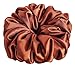 30 Colors Available, Handmade Stretch Satin Scrunchie 5.5 inches, Large Hair Accessory for Women, Soft Voluminous Ponytail Holder, Elegant Hair Tie, Stylish Holiday Gift (Brown Tan)