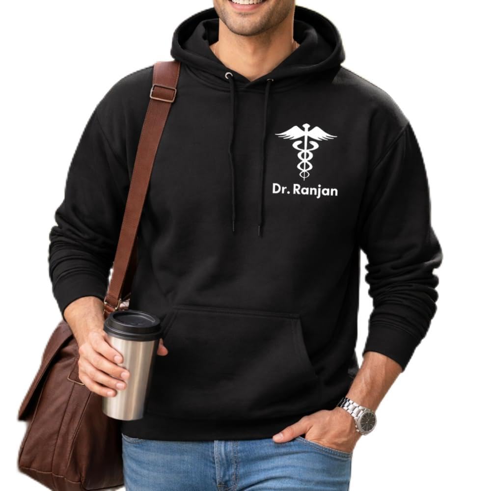 nutcase Personalized Hoodie with Caduceus Logo | Custom Black Doctor Name Hoodie-picture-30