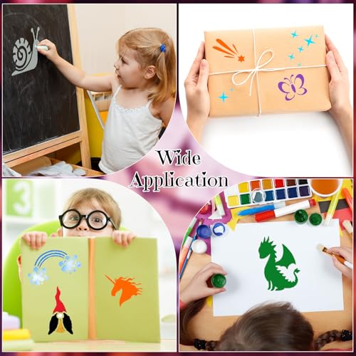 Fainne 100 Pcs 2 Inch Stencils Small Stencils for Painting on Wood Reusable Painting Templates Crafts for DIY Scrapbook, Wood, Wall, Fabric, Rock, Chalkboard, Sign(Girls Theme) by Fainne - Image 6