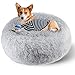 ETACCU Cama Redonda de Felpa para Gatos, casa para Perros, Cama para Mascotas, Cama para Mascotas pequeña con Forma de rosquilla Suave y cómoda 50 /60 / 70CM (60cm, Gris Claro)
