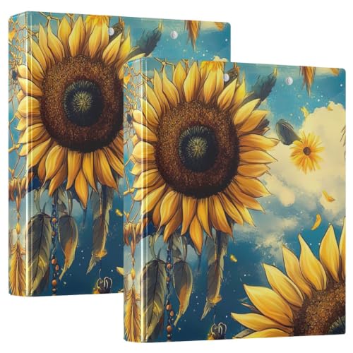 Classeur 3 anneaux tournesol vintage format A4 avec poches de rangement pour bureau et école Ex2