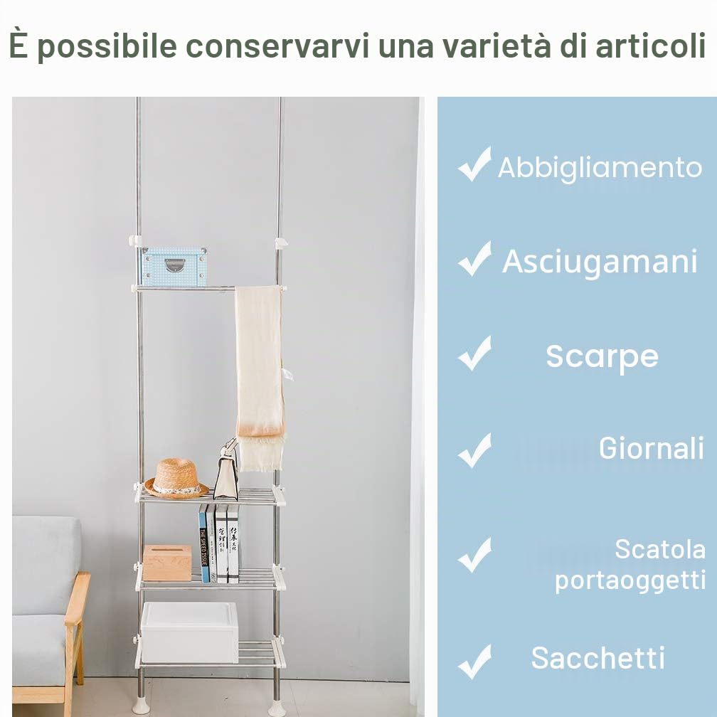 Hershii Scaffale per biancheria da bagno a 4 livelli sopra il WC salvaspazio per bagno con asta a doppia tensione per scaffalature in piedi