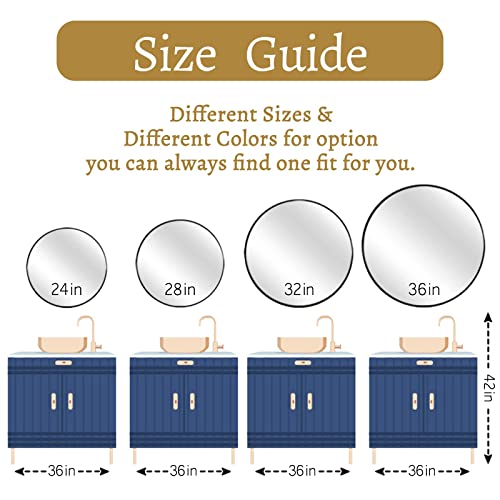 Neutype Round Mirror Circle Mirror 36 Inch Aluminum Alloy Frame Wall Mirror Large Vanity Hanging Decorative Mirrors For Entryway, Bathroom, Bedroom, Living Room (Black, Recessed) #TOP5