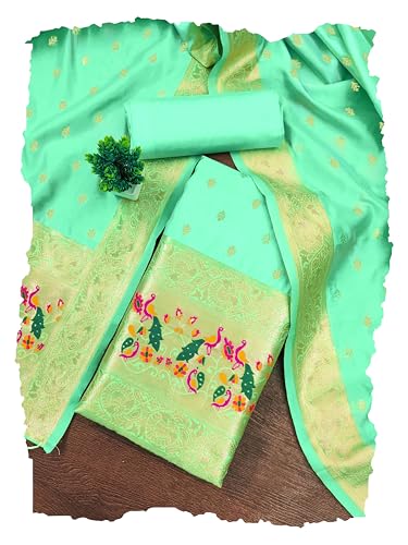 Image of DEVANGI Women's Pathni Banarasi Silk Unstitched Salwar Suit Dress Material With Dupatta
