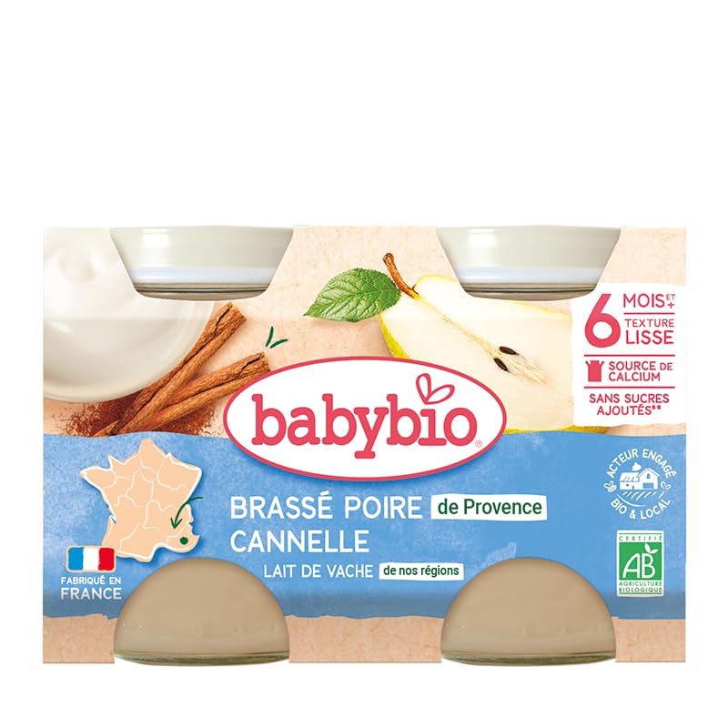 Brassé poire de Provence cannelle Babybio lait de vache français bio pour bébé dès 6 mois x6 - 4