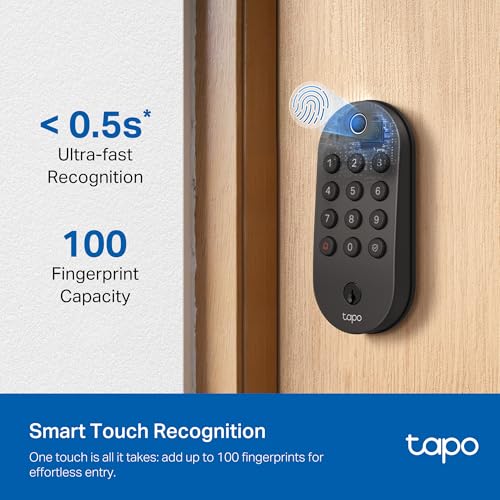 Tapo Smart Wi-Fi Deadbolt Door Lock - Fingerprint Recognition, Keyless Tactile Buttons & in-App Monitoring, Auto-Lock, IP54, BHMA Certified, Compatible with Standard Door Sizes, Tapo DL105 thumbnail 3