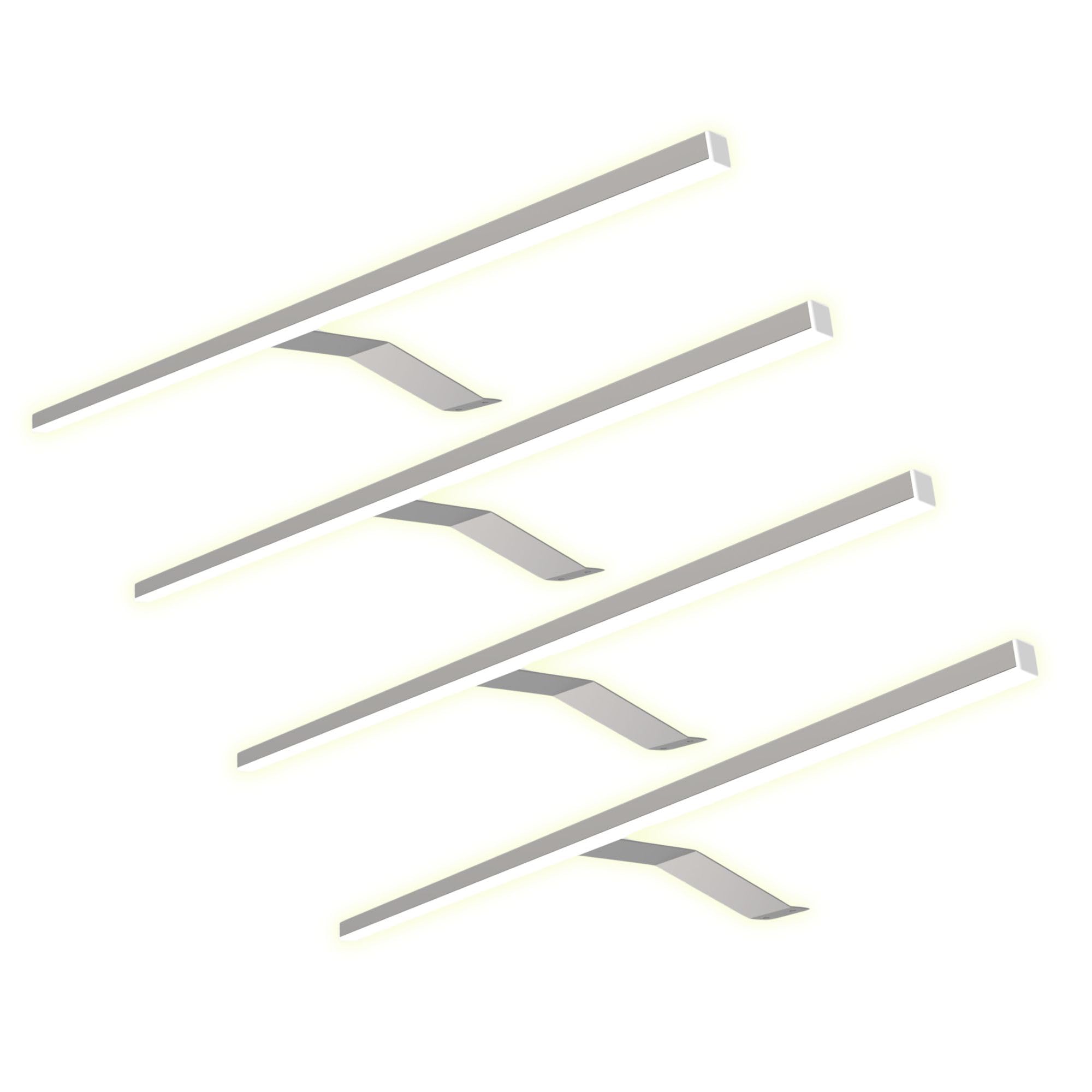 kalb Material für Möbel Applique LED lampe pour meuble éclairage de vitrine salle de bain, sélection : lot de 4, température de couleur : blanc chaud, surface : aluminium anodisé