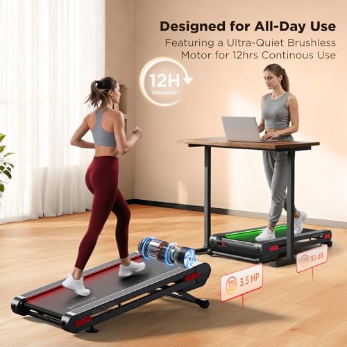 Image of Jogwell Walking Pad Treadmill with 12% /20% Auto Incline, 3.5HP Brushless Ultra-Quiet, Under Desk Treadmill for Home Office, 400 LBS Capacity, 30% Wider Deck, Vertical Storage