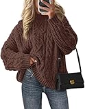 PRETTYGARDEN Women's Oversized Fall Sweaters 2025 Casual Long Sleeve Crewneck Chunky Cable Knit Pullover Tops Winter Clothes (Coffee,Medium)