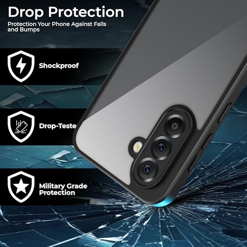 Image of A rtistque Clear Hard Armor Transparent Cover Case for Samsung Galaxy A56 5G | Anti-Drop Shockproof | TPU Edge | Stylish Design | Camera Protection | Samsung A56 Back Cover - Black